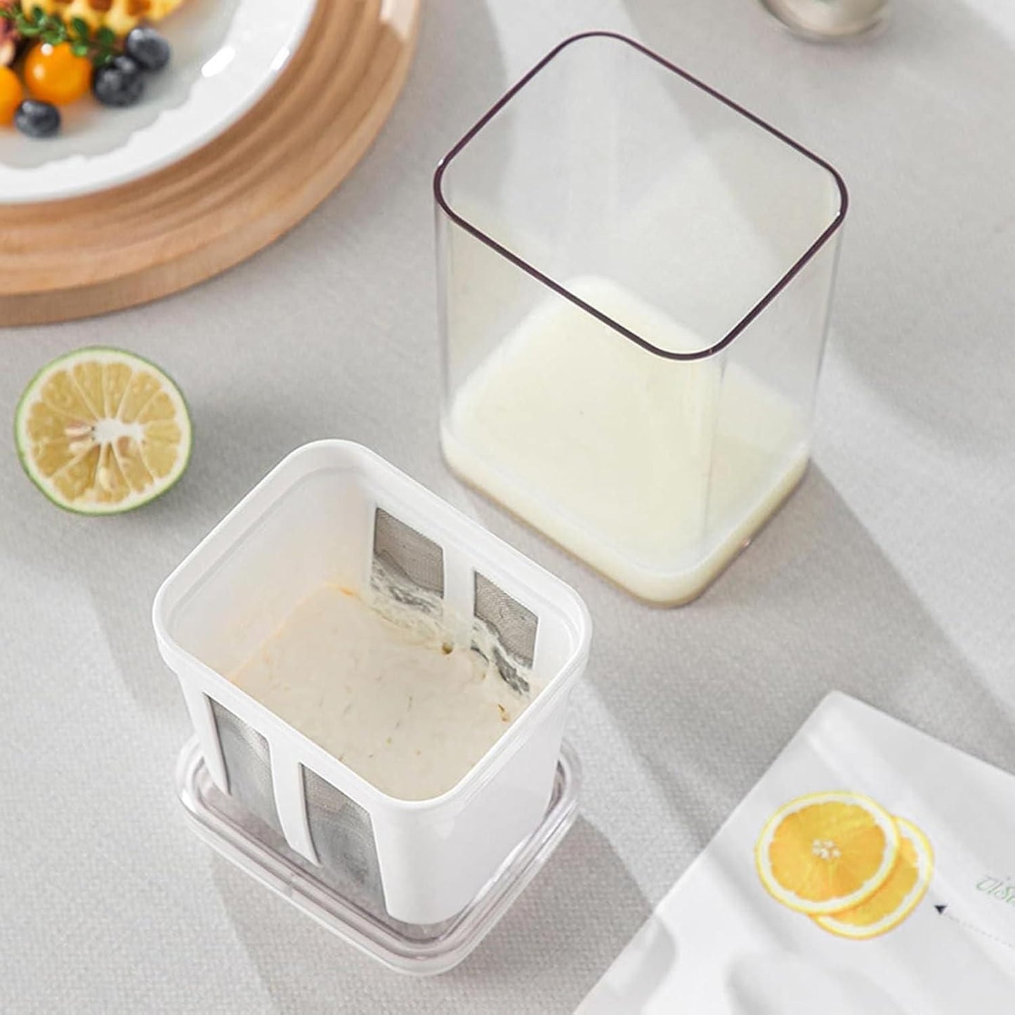 Yogurt Maker with Strainer — Homemade Curd & Greek Yogurt Container