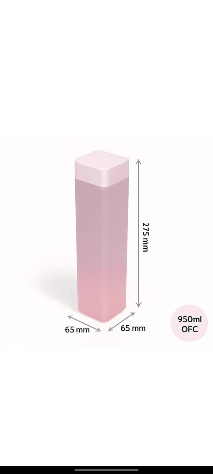 1000ml Square Water Bottle for Office, Gym & School | Leakproof BPA-Free Plastic | Pastel Mint Green | Stylish & Durable| Pack OF 6