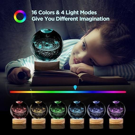 Galaxy Crystal Ball Night Lamp | 3D LED Night Light for Home Décor India