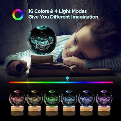 Galaxy Crystal Ball Night Lamp | 3D LED Night Light for Home Décor India