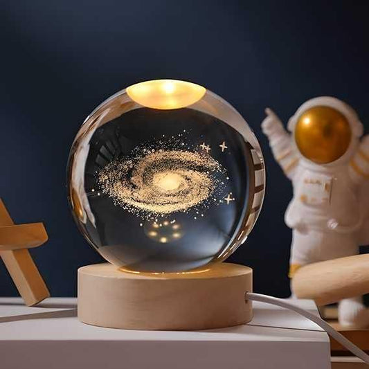 Galaxy Crystal Ball Night Lamp | 3D LED Night Light for Home Décor India