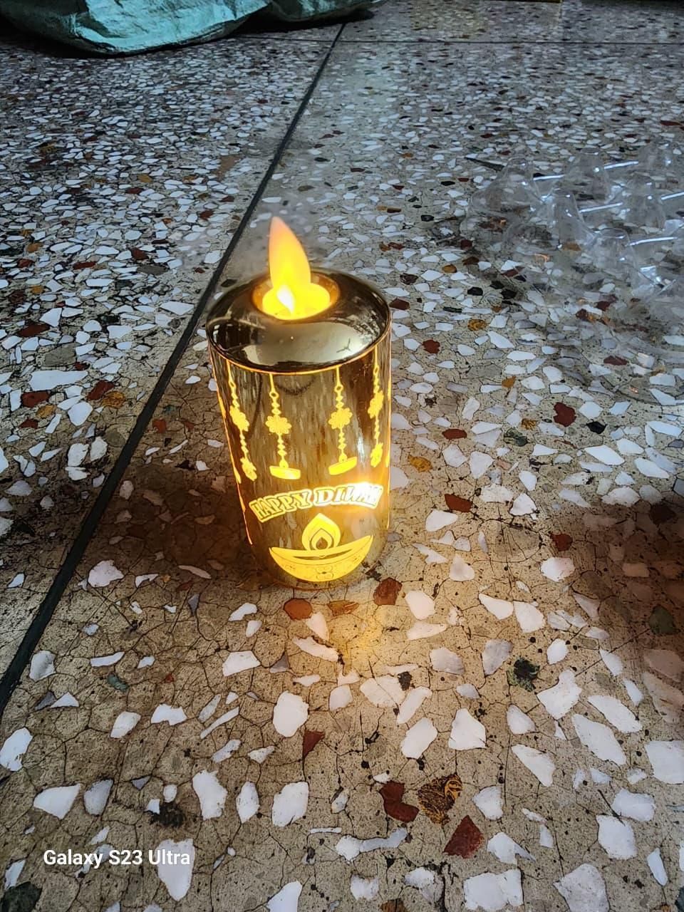Decorative LED Candle with Om Design – Flameless Tealight for Home, Puja, and Festive Décor